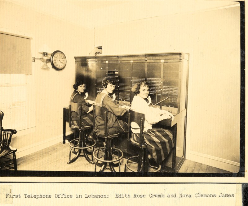 B1F32 First Telephone Office in Lebanon-Edith Rose Crumb and Nora Clemons James-Grace Manchester coll.jpg